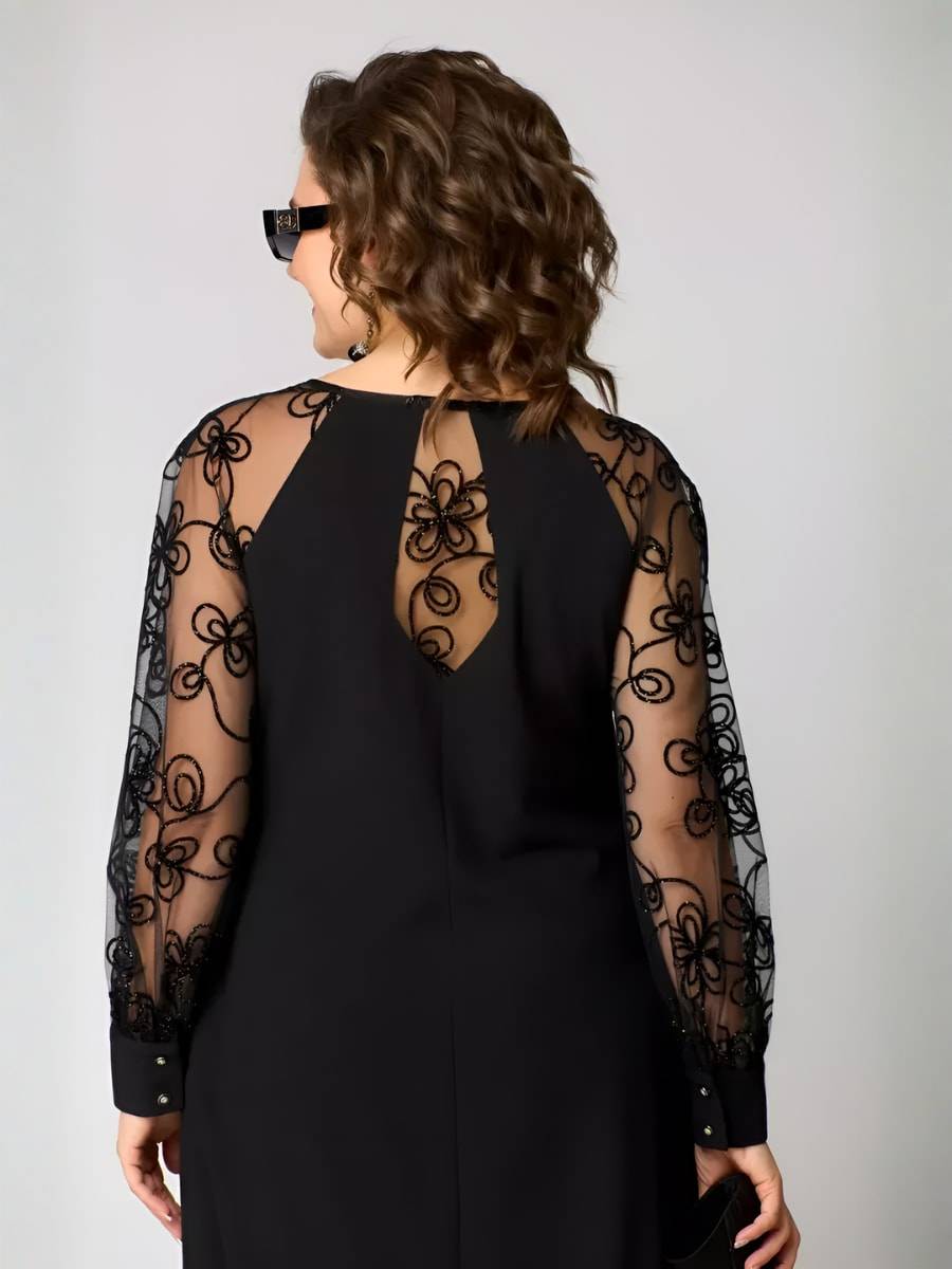 AGATHE | Robe Élégante à Manches en Dentelle – Charme Intemporel et Raffinement Parisien