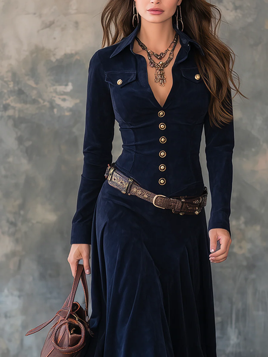 LOLA | Robe longue en suédine avec fente