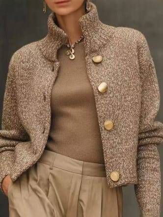 LOU | Cardigan court a col montant et boutons